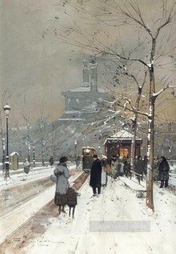 風景 Painting - 雪の中の人物像 パリ・ウジェーヌ・ガリアン・ラルー
